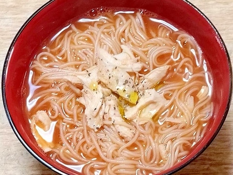 鶏ささみのトマト煮麺